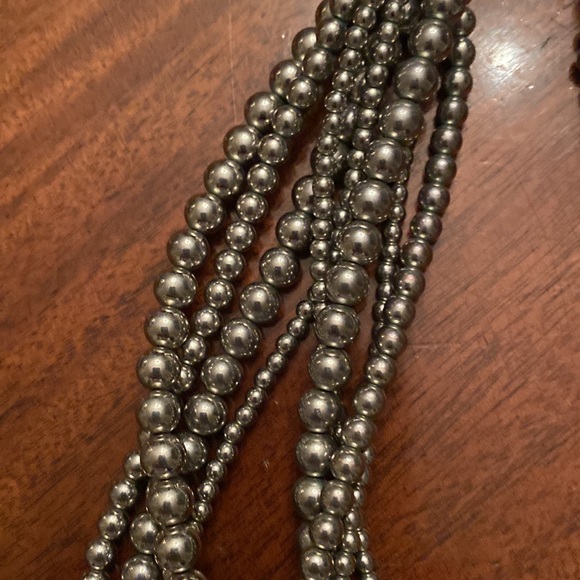 Silver toned, multi strand necklace with lobster claw clasp. - Picture 6 of 8